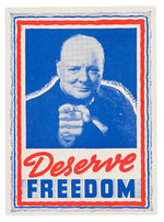 WINSTON CHURCHILL "(YOU) DESERVE FREEDOM"  POSTER  STAMP.