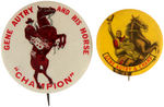 GENE AUTRY TWO RARE BUTTONS CIRCA 1950.