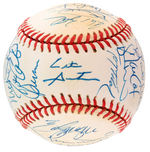 1993 WORLD SERIES CHAMPIONS TORONTO BLUE JAYS TEAM-SIGNED BASEBALL WITH 34 SIGNATURES.