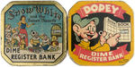 "SNOW WHITE AND THE SEVEN DWARFS" & "DOPEY" DIME REGISTER BANK PAIR.