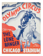 THE LONE RANGER/OLYMPIA CIRCUS PROGRAM WITH RARE VENDOR BUTTON.