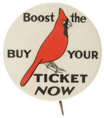 STRIKING ST. LOUIS CARDINALS TICKET PROMOTION REBUS BUTTON.