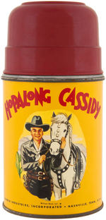 "HOPALONG CASSIDY" COLOR VARIETY METAL LUNCHBOX WITH THERMOS.