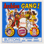 "ARCHIES GANG" BUTTON SET & VENDING MACHINE PAPER WITH PRINTING PLATE.