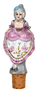 ELEGANT LADY HAND-PAINTED RISQUE BOTTLE STOPPER.