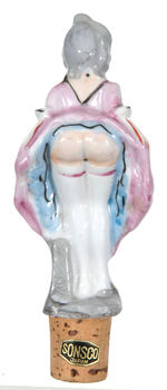 ELEGANT LADY HAND-PAINTED RISQUE BOTTLE STOPPER.