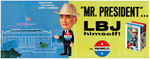 LBJ FIGURES BY REMCO STORE CARTON WITH 12 MINT SEALED, DISPLAY AND POSTER.