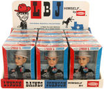 LBJ FIGURES BY REMCO STORE CARTON WITH 12 MINT SEALED, DISPLAY AND POSTER.