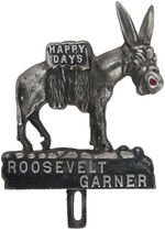 "ROOSEVELT-GARNER/HAPPY DAYS" ALUMINUM DONKEY LICENSE TOPPER.