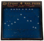 "LA CROSS NAIL FILES" STORE DISPLAY CASE.