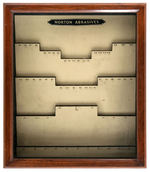 "NORTON ABRASIVES" STORE DISPLAY CASE WITH TWO DRAWERS.