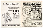 "MICKEY MOUSE FUNNY FACTS" PROMOTIONAL SHEET & AD.