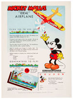 "MICKEY MOUSE IDEAL AIRPLANE" RETAILERS LETTER & AD SHEET.