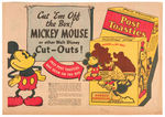 DISNEY CUT-OUTS POST TOASTIES PUBLICITY PHOTO, NEWSPAPER ADS & NEWSPAPER AD PRINTER'S BOCK.
