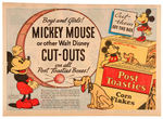 DISNEY CUT-OUTS POST TOASTIES PUBLICITY PHOTO, NEWSPAPER ADS & NEWSPAPER AD PRINTER'S BOCK.