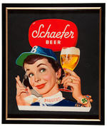 SCHAEFER BEER BROOKLYN DODGERS FRAMED DIE-CUT STANDEE.