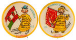 YELLOW KID GROUP OF FOUR FLAG BUTTONS.