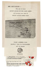 "MICKEY MOUSE BUBBLE GUM" PROMOTIONAL SALES FLYER & PAIR OF WRAPPERS.