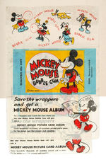 "MICKEY MOUSE BUBBLE GUM" PROMOTIONAL SALES FLYER & PAIR OF WRAPPERS.