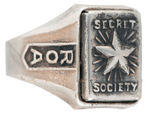 ORPHAN ANNIE SILVER STAR TRIPLE MYSTERY SECRET COMPARTMENT RING WITH LOW SERIAL NUMBER.