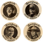 CHAPLIN, ARBUCKLE, FAIRBANKS, HART PORTRAITS ON ADVERTISING BUTTONS.