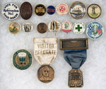 17 DIVERSE CAUSE ITEMS INCLUDING TWO TOWNSEND CONVENTION BADGES.