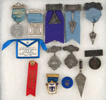 MASONIC GROUP OF 13 RIBBON BADGES, MEDALS AND RELATED.