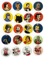 TWENTY 1950s COMIC CHARACTER BUTTONS FROM TWO SETS.