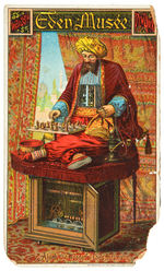 “AJEEB, THE WONDERFUL CHESS AUTOMATON” EDEN MUSEE CIRCA 1886 TRADE CARD.