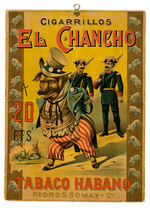 SPAN-AM WAR ANTI-US “EL CHANCHO CIGARRILLOS” TOBACCO SIGN WITH UNCLE SAM AS CAPTURED YANKEE PIG.