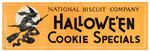 “NATIONAL BISCUIT COMPANY HALLOWE’EN COOKIE SPECIALS” 1930s STORE WINDOW SIGN.