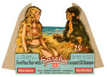 “FEED YOUR HAIR WITH SASCHA COCONUT OIL SHAMPOO” DIE-CUT COUNTER SIGN STANDEE.