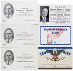 TRUMAN: 3 PRIMARY CARDS 1934; 1 SENATE CARD 1940; 2 CLUB CARDS 1948.