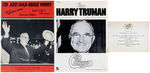 TRUMAN FIVE SHEET MUSIC, DC RECEPTION INVITATION & TWO DINNER PROGRAMS.