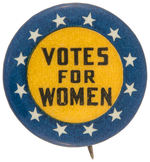 STRIKING "VOTES FOR WOMEN" BUTTON WITH 12 STARS AROUND BORDER.