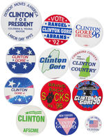 GROUP OF 18 CLINTON BUTTONS FROM 1992 AND 1996.