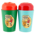 "ORPHAN ANNIE'S SHAKE-UP MUG" PAIR ONE W/RARE COLOR VARIETY.