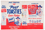 "HOPALONG CASSIDY WILD WEST TRADING CARDS" PREMIUM OFFER ON POST TOASTIES BOX WRAPPER.