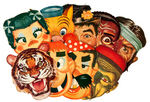 "KELLOGG'S CORN FLAKES" BOX BACK CUT OUT MASKS (14)/PIRATE "DANGLE-DANDY" FULL BOX BACK.