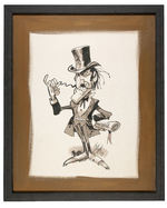 JACK DAVIS GREEDY BANKER FRAMED CARTOON ORIGINAL ART.