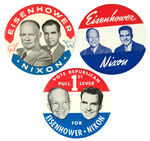 "EISENHOWER/NIXON" THREE SCARCE AND LARGE JUGATE BUTTONS.