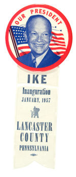 "OUR PRESIDENT" 4" EISENHOWER WITH 1957 INAUGURAL RIBBON.