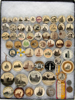 CHURCHES BIG COLLECTION OF 63 BUTTONS, MIRRORS AND RELATED.