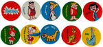 "THE FLINTSTONES" COMPLETE SET OF TEN LITHO TIN BUTTONS.