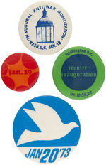 ANTI-NIXON COUNTER-INAUGURATION THREE 1969 BUTTONS AND ONE FROM 1973.