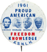 GROUP OF THREE SCARCE ASSOCIATION FOR THE STUDY OF NEGRO LIFE AND HISTORY LITHO BUTTONS AND TAB