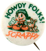 RARE AND EARLY MOVIE CARTOON BUTTON FOR "SCRAPPY."