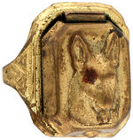 RIN TIN TIN LOT OF FOUR ITEMS INCLUDING MAGIC RING AND RARE CAVALRY BADGE.