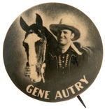 "GENE AUTRY" EARLY AND LARGE 1.75" PHOTO BUTTON.