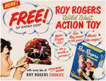 "ROY ROGERS COOKIES WILD WEST ACTION TOY" STORE SIGN & PREMIUM PUNCH-OUT CARD.